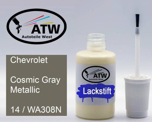 Chevrolet, Cosmic Gray Metallic, 14 / WA308N: 20ml Lackstift, von ATW Autoteile West.